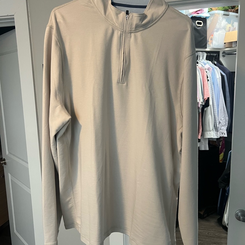 Men's Light Grey Quarter-Zip Shirt. J Crew Performance